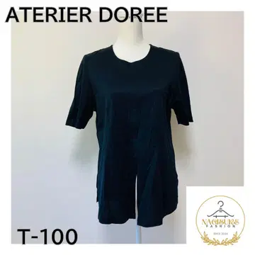 미사용급 ATERIER DOREE 여성용 반팔 셔츠 블랙 면