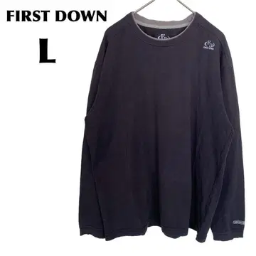 FIRST DOWN [ L ] 티셔츠/컷소 긴팔 U넥 다크 그레이
