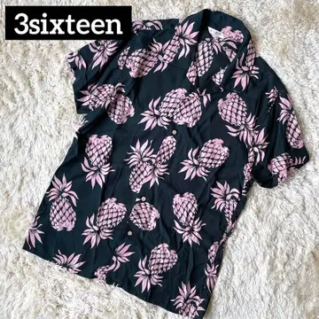 3sixteen 알로하 셔츠 USA 제작 레이온 파인애플 오픈 카라