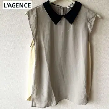 L'AGENCE 프렌치 소매 셔츠 100% 실크