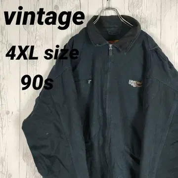 빈티지 덕 자켓 디트로이트 디자인 4XL 네이비 90s