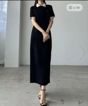 Louere 폴로 원피스 I 라인 블랙 MT 사이즈