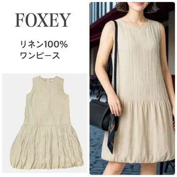 [새상품급] FOXEY (폭시) 린넨 100% 벌룬 원피스 38