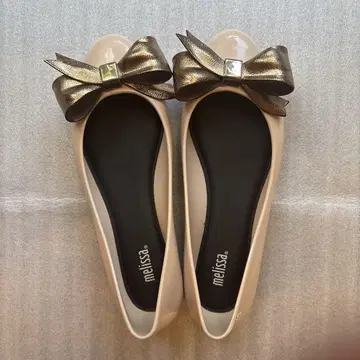 melissa 핑크 베이지 리본 플랫슈즈