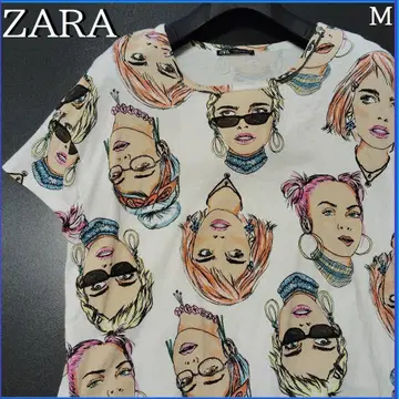 ZARA 자라 얼굴 올 패턴 페이스 티셔츠 티셔츠 M
