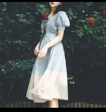 MISS EGG 물망초의 하늘색 레트로 원피스