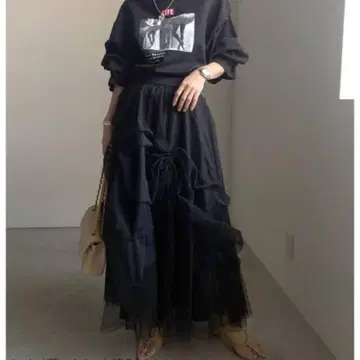 CURTAIN TULLE SKIRT 블랙 S 사이즈