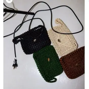 nknit wood beads hand bag 브라운