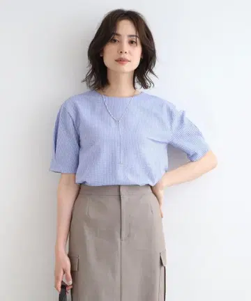 INDIVI 인디비 [워셔블 요철 소재] 소매 턱 축구 저지 상의