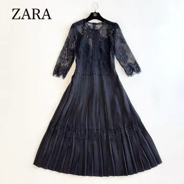 ZARA 자라 레이스 플리츠 원피스 시어 L 사이즈 블랙 봄/여름