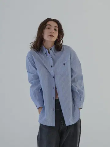 Nokcha button down mannish stripe shirt