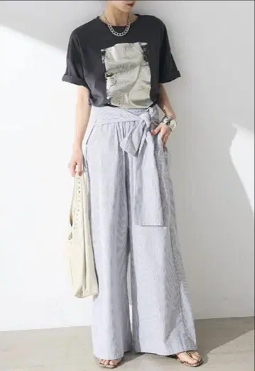 허리 감싸기 스트라이프 이지 팬츠 스트라이프