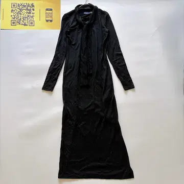 현행 QR 폴로 랄프로렌 보우타이 울 롱 원피스 블랙 S