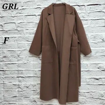 R3342/그레일 [F] 가운 롱 코트 빅 사이즈 허리 리본