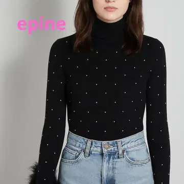 epine 비쥬가 달린 터틀넥 스웨터 블랙 니트 인기