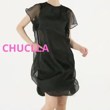 CHUCLLA 모드 스타일 시어 원피스 벌룬 블랙