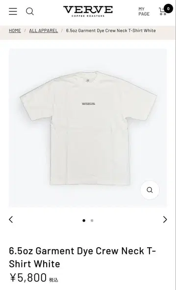 정가 5,800엔 Verve coffee 반팔 티셔츠 XL 화이트