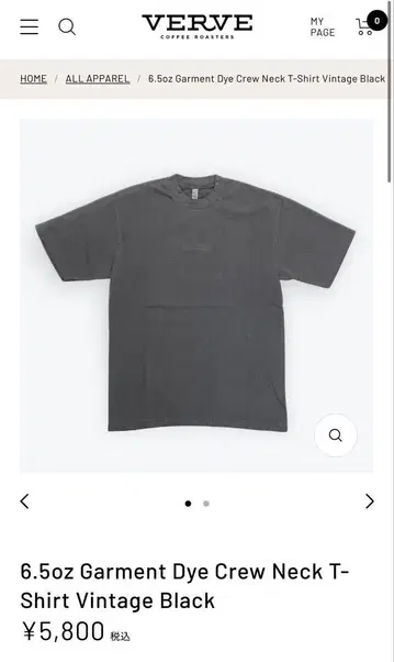 정가 5,800엔 Verve coffee 티셔츠 반팔 XL 블랙