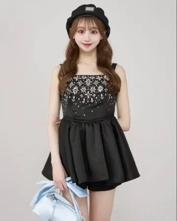 다리치 쥬얼리 플레어 튜닉 블랙