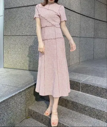 스나이델 깅엄 체크 메로우 원피스 새상품급
