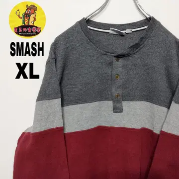 USA 구제 의류 SMASH 써멀 롱 티셔츠 XL 와인 레드 그레이