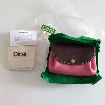 Diral 디달 3구 파우치 천연 가죽 핑크 미사용 새상품 레어 상품
