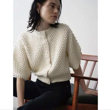 클라네 3D DOT HALF SLEEVE KNIT CARDIGAN