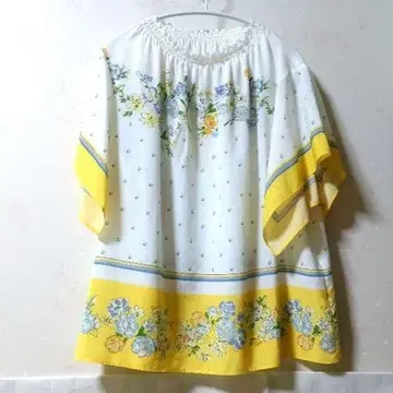 로즈 티아라 스카프 프린트 풀오버 블라우스 꽃무늬 FREE SIZE