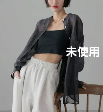 미사용 로리즈팜 밴딩 시어 셔츠 LS 블랙