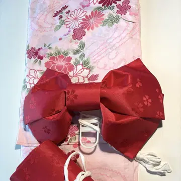 유카타 오비 일본 나막신 핑크 작약 빨간색 워셔블