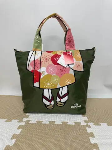 깔끔한 기모노 패턴! 미스사파토 나일론 기모노 토트 RB7378 KH