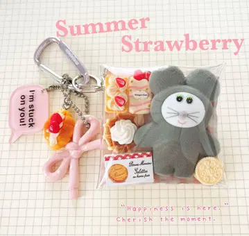 가챠 듬뿍 파우치 Summer 스트로베리 핑크 아이스크림 스위츠