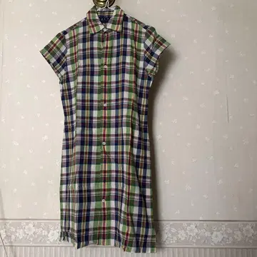 Ralph Lauren 체크 무늬 반팔 셔츠 원피스 사이즈 7