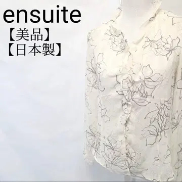 [새상품급] ensuite 일본제 보태니컬 무늬 프릴 블라우스