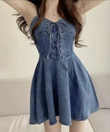 레이스업 데님 원피스 SPIGA