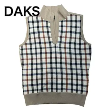 DAKS 닥스 니트 베스트 체크 무늬 울 100% M