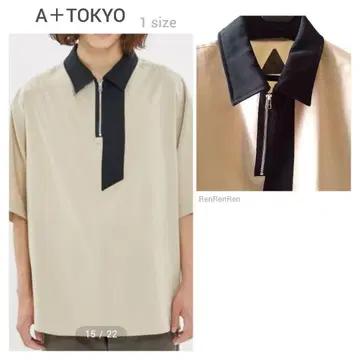 A+TOKYO 디자인 하프 지퍼 셔츠 넉넉한 스타일