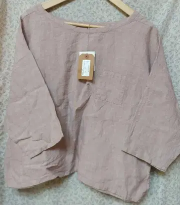 ICHI Antiquites 린넨 100% 핑크 블라우스
