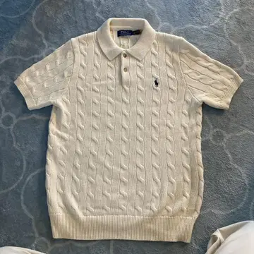 Ralph Lauren 화이트 케이블 니트 피케 셔츠