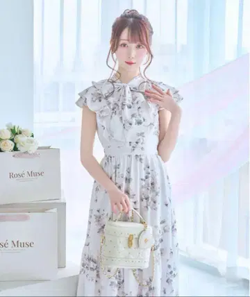 로제뮤즈 rose print flare dress 원피스