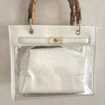 GRL 파우치 밤부 스퀘어 백 클리어 이타백