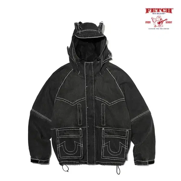True Religion X Fetch Denim Separate Parka Black★追跡付 New) True Religion x Fetch Denim Separate Parka Black