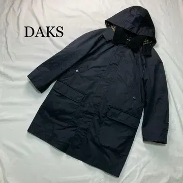 DAKS 롱 코트 라이너 부착 후드 부착 블랙 체크 온워드 카시야마