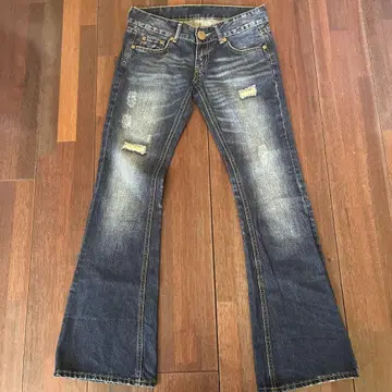 다크 블루 플레어 데님 (데미지 가공)