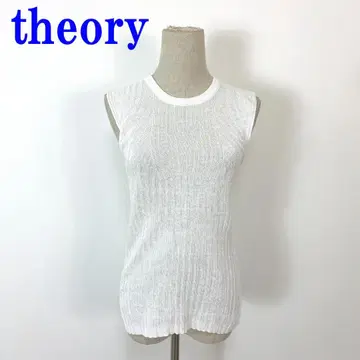 theory 띠어리 슬리브리스 니트 화이트 린넨 레이온 S C3841