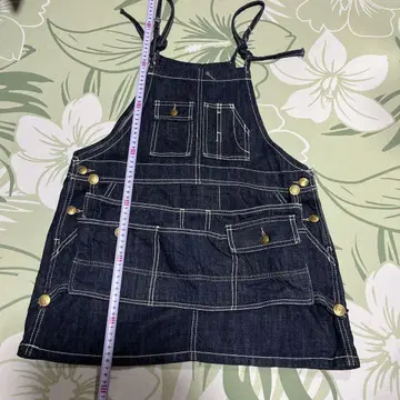 다크 데님 살로펫 에이프런 골드 버튼