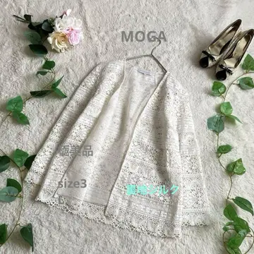 컨디션 최상 MOGA 모가 전체 레이스 노카라 자켓 버튼리스 HW L