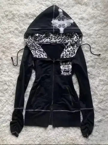 고딕 펑크 지퍼 후드티