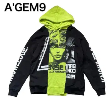 A'GEM9 에나인 후디 풀오버 형광 블랙 L