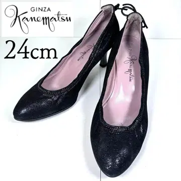 GINZA kanematsu 긴자 카네마츠 24 리본 라메 펌프스 블랙